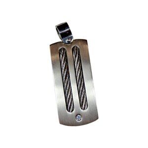 Inox Men's Stainless Steel Matte Pendant with Cable and CZ Accent